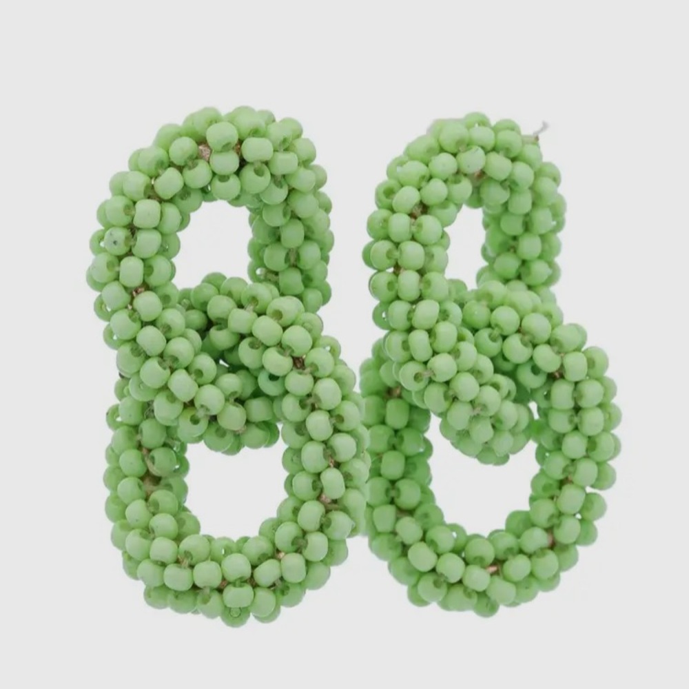 Beaded Mint Earrings
